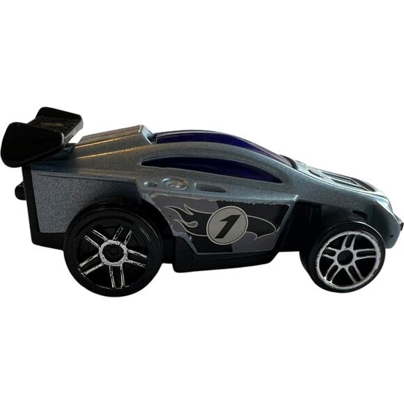 Hot Wheels 2003 Silver Race Car with Spoiler and Number 1 Graphics - Picture 2 of 7